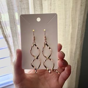 New! Gold Long Twisted Earrings